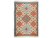 Ručně tkaný indický vlněný koberec Theko Kelim Royal multi